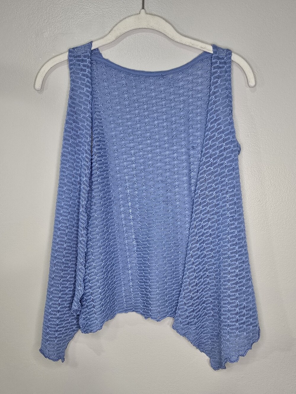 Excellent Light Blue Knit Open-Front Women's Vest XS